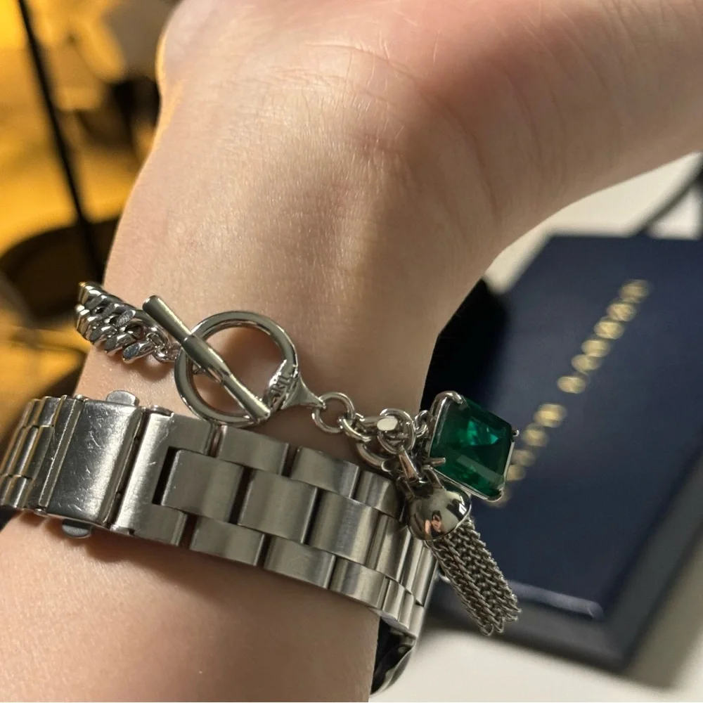 RL ralph Lauren necklace and bracelet green gem silver - Picture 4 of 10